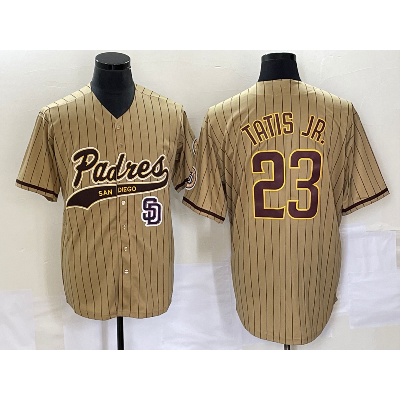 San Diego Padres #23 Fernando Tatis Jr Tan Jereymy NEW 2023 Cool Base Stitched Jersey 2