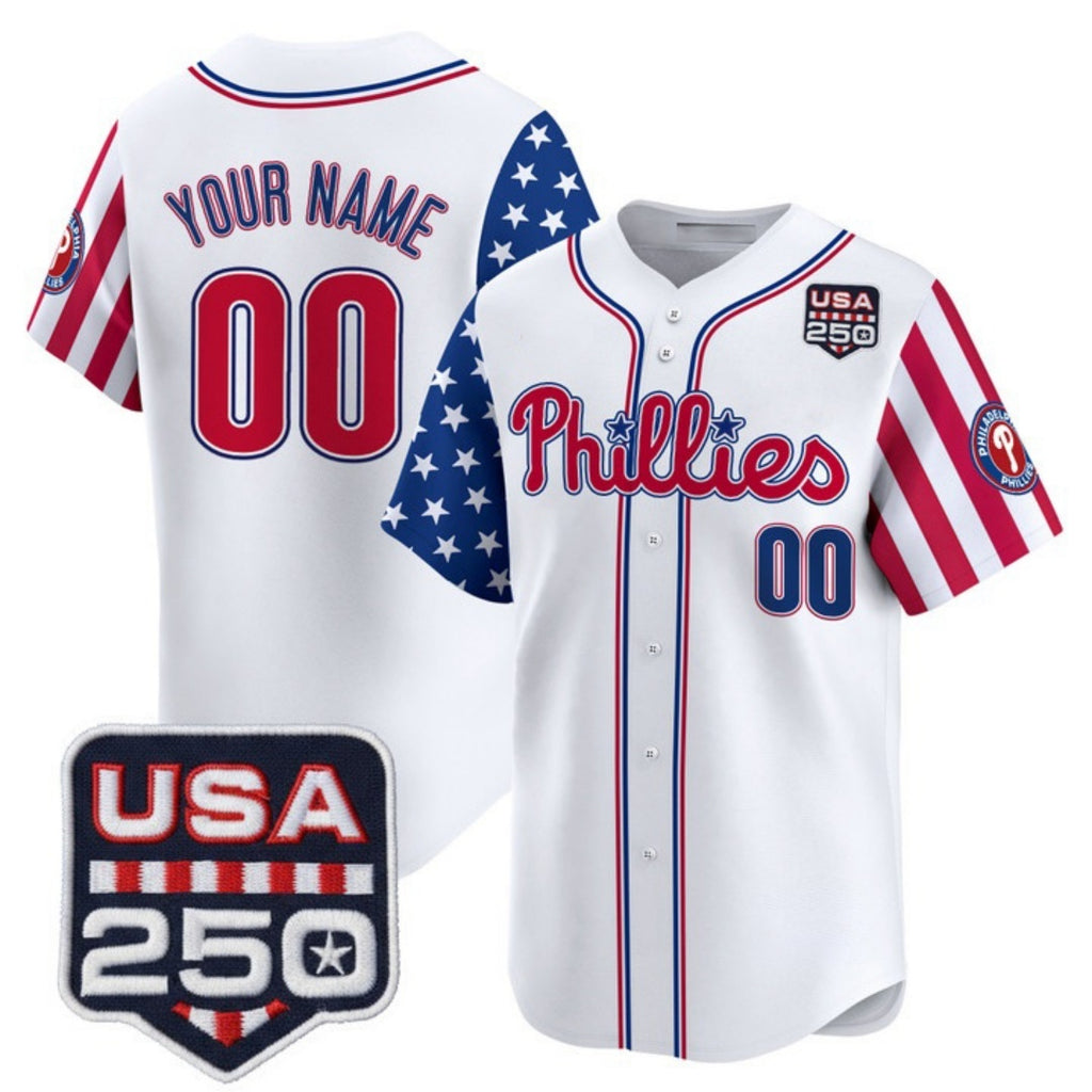 Custom Philadelphia Phillies America 250 Edition Vapor Premier Limited White Jereymy Stitched Jerseys-1