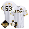Texas Rangers & Cowboys #53 Adolis Garc¨ªa White Jereymy 2023 World Series Splite Stitched Jersey