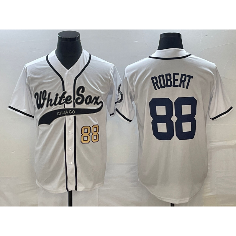 Chicago White Sox #88 Luis Robert Number White Jereymy Cool Base Stitched Jersey