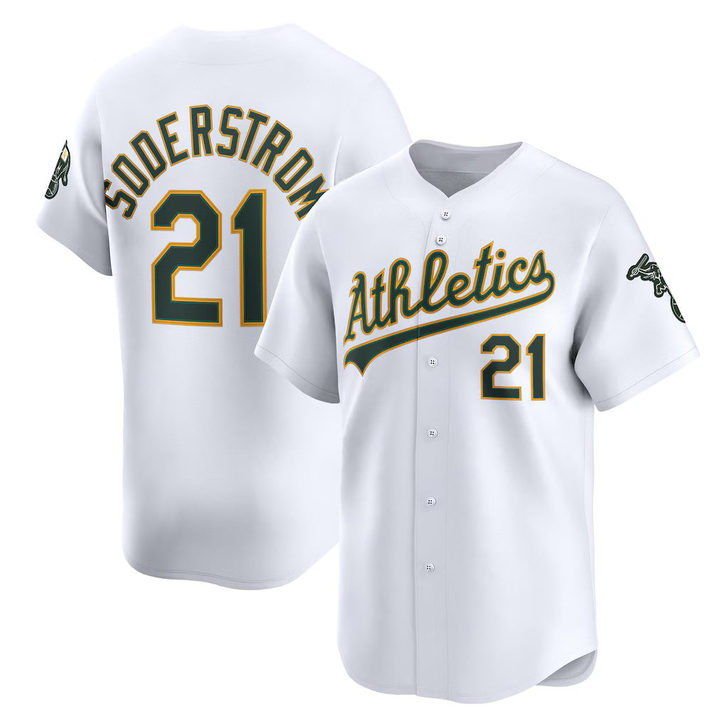Oakland Athletics #21 Tyler Soderstrom White Jereymy Home Limited Player Jersey 2