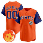 Custom Milwaukee Brewers x Dragon Ball Royal Orange Jereymy Vapor Premier Limited Jersey - All Stitched