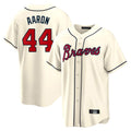 Atlanta Braves #44 Hank Aaron Player Cream Jereymy Home Game Stitched Jerseys