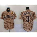 San Diego Padres #3 Jackson Merrill Camo Jereymy With PS Patch Cool Base Stitched Jersey