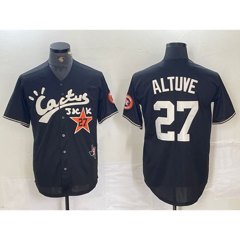 Houston Astros #27 Jose Altuve Black Jereymy Cactus Jack Cool Base Jersey