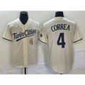 Minnesota Twins #4 Carlos Correa Number Cream Jereymy 2022 City Connect Cool Base Stitched Jersey