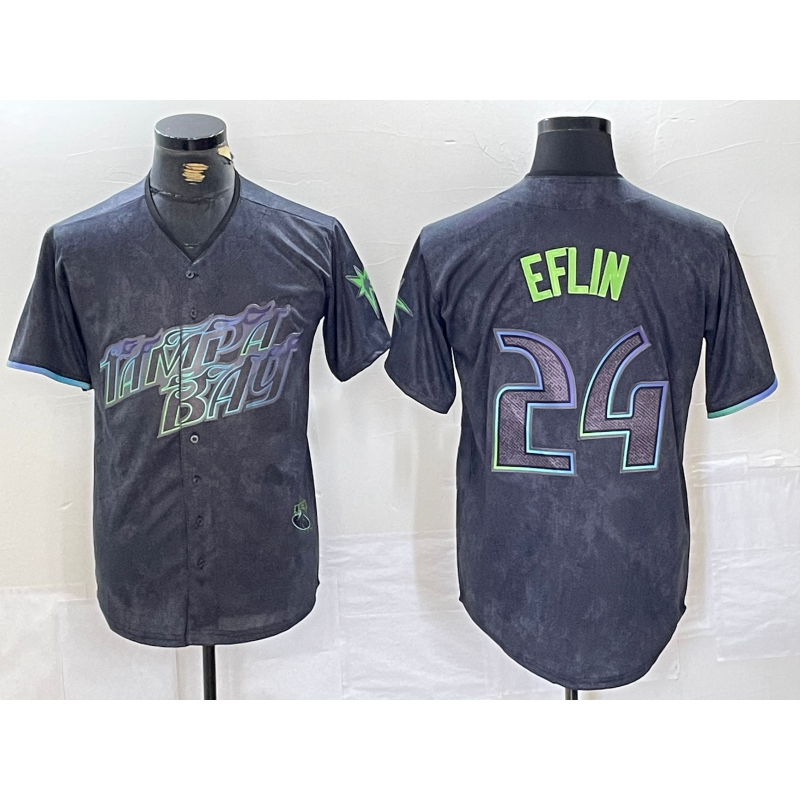 Tampa Bay Rays #24 Zach Eflin Charcoal Jereymy 2024 City Connect Limited Cool Base Jersey