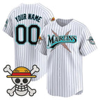 Custom Miami Marlins x One Piece Pinstripe White Jereymy Vapor Premier Limited Jersey - Stitched