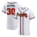Atlanta Braves #30 Drake Baldwin Player White Gold Jereymy Limited Elite Home Game Stitched Jerseys