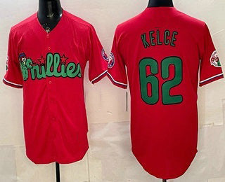 Philadelphia Phillies #62 Jason Kelce Red Jereymy Limited Stitched Jersey