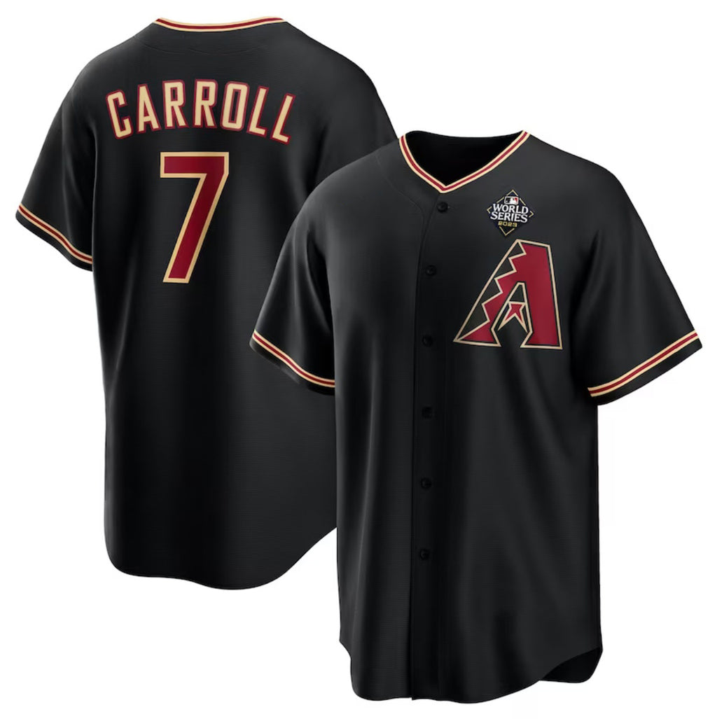 Arizona Diamondbacks #7 Corbin Carroll Black Jereymy 2023 World Series Cool Base Stitched Jersey