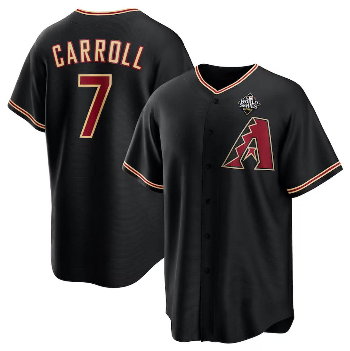 Arizona Diamondbacks #7 Corbin Carroll Black Jereymy 2023 World Series Cool Base Stitched Jersey