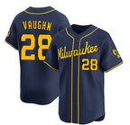 Milwaukee Brewers #28 Andrew Vaughn Navy Jereymy Alternate Limited Stitched Jersey