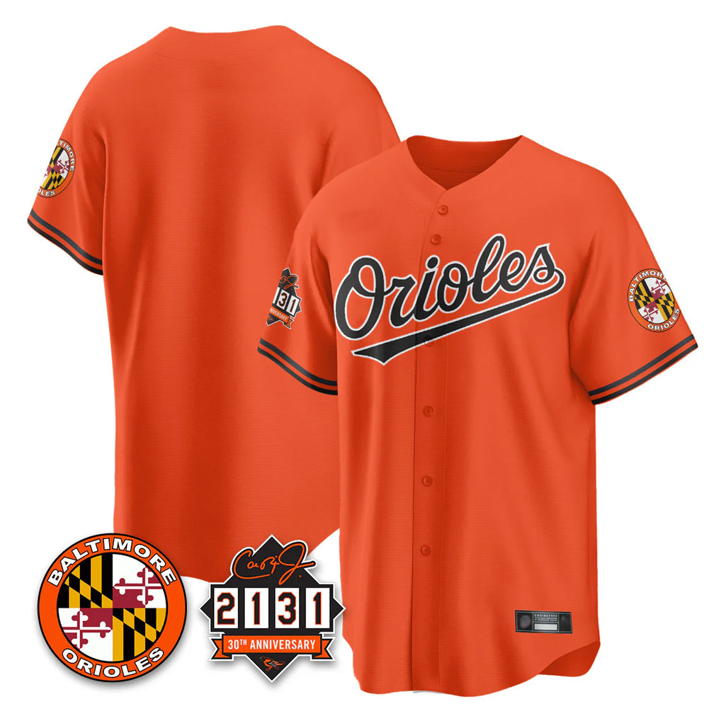 Baltimore Orioles Orange Jereymy 30th Anniversary of 2131 Home Game Blank Player Stitched Jerseys