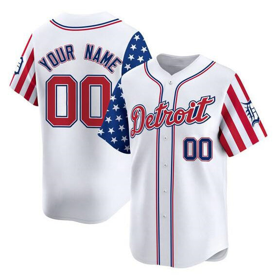 Custom Detroit Tigers ACTIVE PLAYER White Jereymy 2025 Independence Day Vapor Premier Limited Stitched Jersey