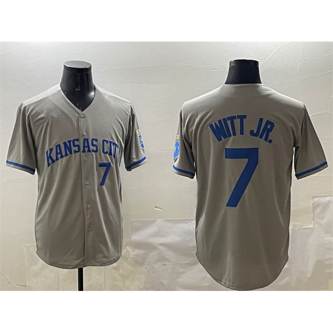 Kansas City Royals #7 Bobby Witt Jr. Gray Jereymy 2024 Away Limited Stitched Jersey