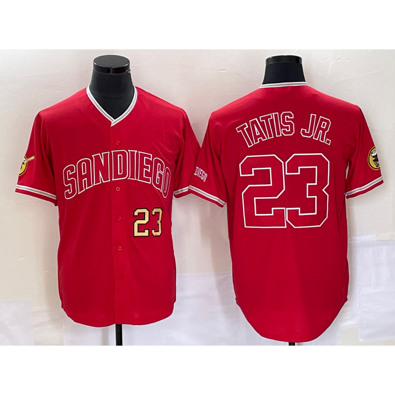 San Diego Padres #23 Fernando Tatis Jr Number Red Jereymy NEW 2023 Cool Base Stitched Jersey