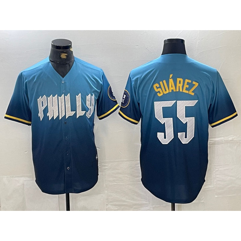 Philadelphia Phillies #55 Ranger Suarez Blue Jereymy 2024 City Cool Base Jersey