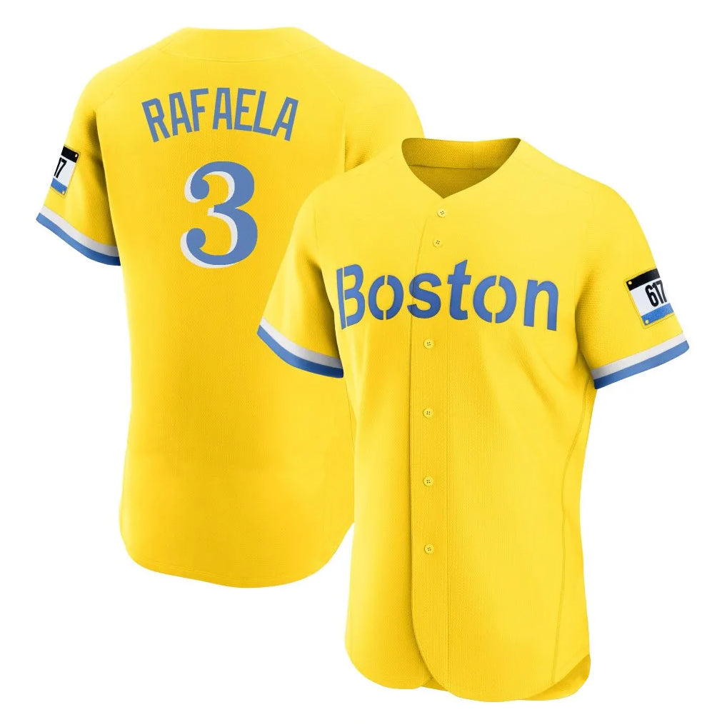 Boston Red Sox #3 Ceddanne Rafaela Player Yellow Jereymy Limited Elite Home Game Stitched Jerseys1