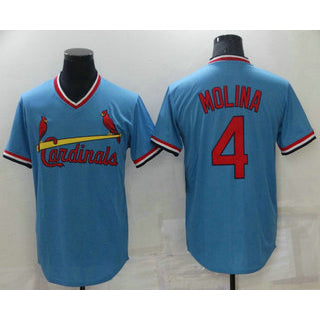 St. Louis Cardinals #4 Yadier Molina Light Blue Jereymy Pullover Cooperstown Collection Stitched Jersey