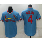 St. Louis Cardinals #4 Yadier Molina Light Blue Jereymy Pullover Cooperstown Collection Stitched Jersey