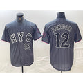 New York Mets #12 Francisco Lindor Number Grey Jereymy 2024 City Connect Cool Base Stitched Jersey 2