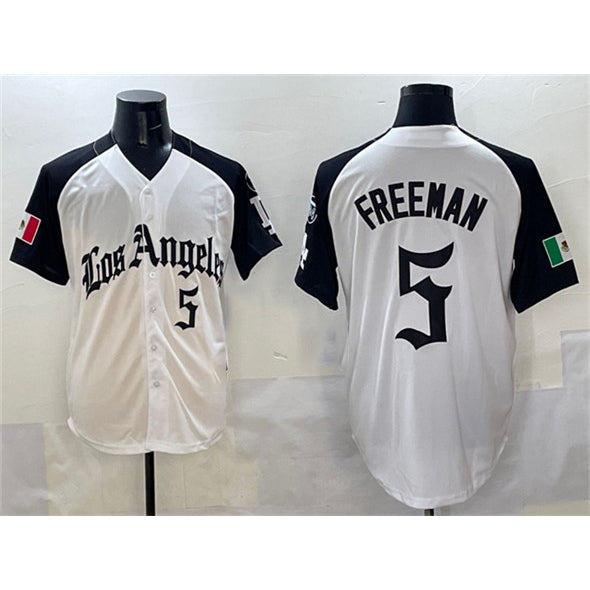 Los Angeles Dodgers #5 Freddie Freeman White Black Jereymy Mexico 2025 LA Gothic Style With Fernando Patch Vapor Premier Limited Stitched Jersey