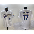 Los Angeles Dodgers #17 Shohei Ohtani Number White Gold Jereymy Championship Stitched Cool Base Jerseys
