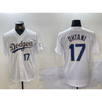 Los Angeles Dodgers #17 Shohei Ohtani Number White Gold Jereymy Championship Stitched Cool Base Jerseys