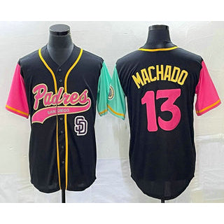 San Diego Padres #13 Manny Machado Black Jereymy NEW 2023 City Connect Cool Base Stitched Jersey 2
