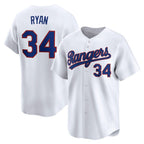 Texas Rangers #34 Nolan Ryan White Jereymy Throwback Cooperstown Collection Limited Jersey