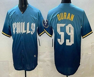 Philadelphia Phillies #59 Jhoan Duran Blue Jereymy 2024 City Cool Base Jersey