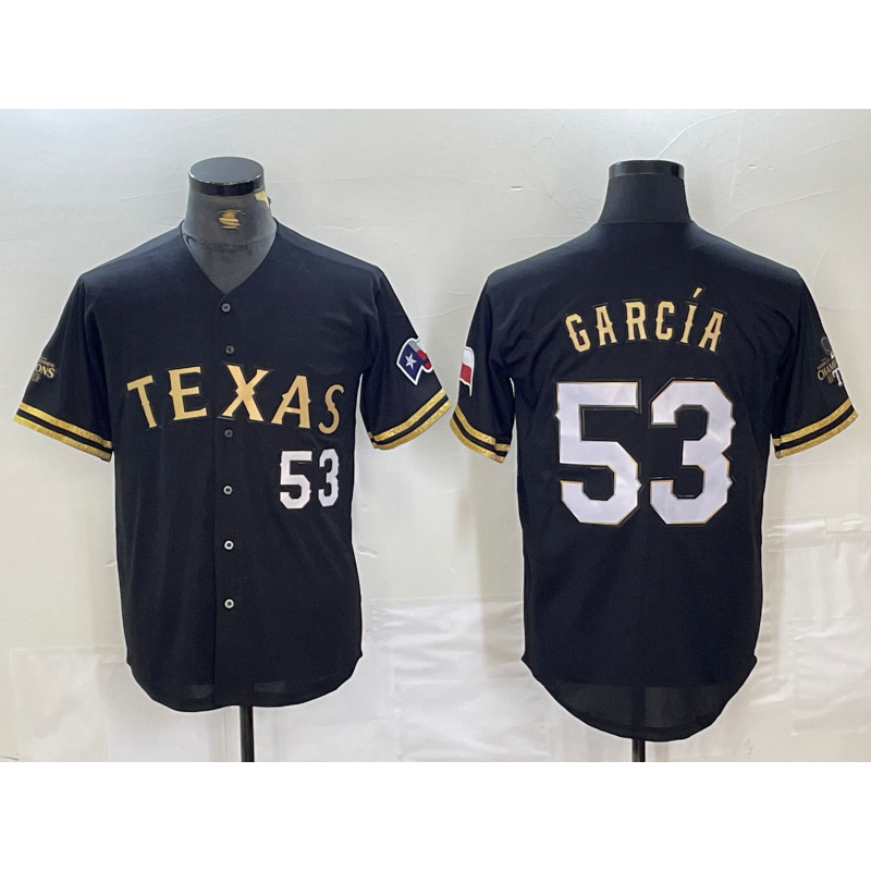 Texas Rangers #53 Adolis Garcia Black Gold Jereymy Cool Base Stitched Jersey