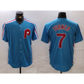 Philadelphia Phillies #7 Trea Turner Blue Jereymy Cooperstown Throwback Cool Base Jersey