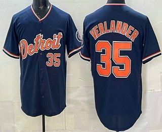 Detroit Tigers #35 Justin Verlander Navy Jereymy Limited Jersey