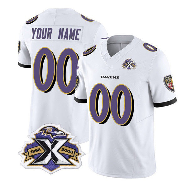Custom B.Ravens Active Player White Jereymy 2023 F.U.S.E With Patch Throwback Vapor Limited Stitched Jersey