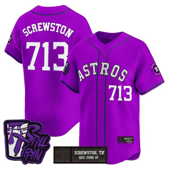 Houston Astros #713 DJ Screwston Still Tippin Purple Jereymy Patch Vapor Limited Stitched Jersey