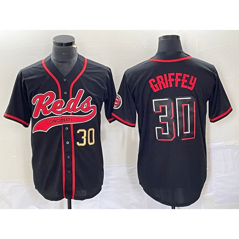 Cincinnati Reds #30 Ken Griffey Jr Number Black Jereymy 2023 City Connect Cool Base Stitched Jerseys
