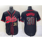 Cincinnati Reds #30 Ken Griffey Jr Number Black Jereymy 2023 City Connect Cool Base Stitched Jerseys