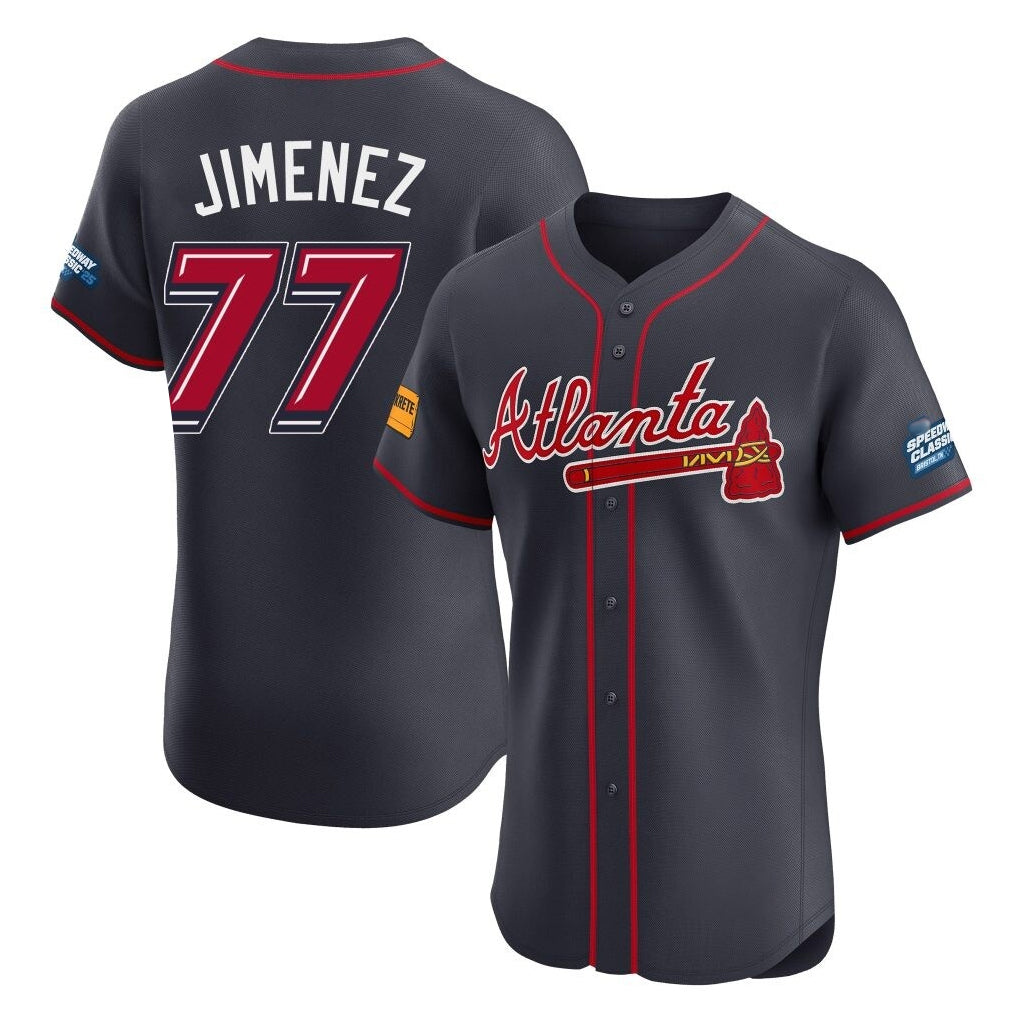Atlanta Braves #77 Joe Jimenez Player Navy Jereymy 2025 Speedway Classic Limited Elite Home Game Stitched Jerseys