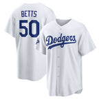 Los Angeles Dodgers #50 Mookie Betts White Jereymy 2025 World Series Champions Home Cool Base Stitched Jersey
