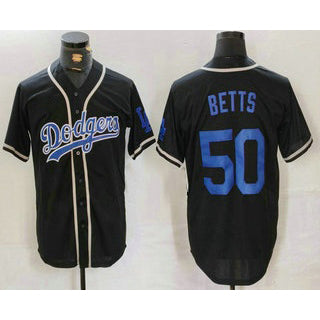 Los Angeles Dodgers #50 Mookie Betts Black Jereymy Cool Base With Patch Stitched Jersey