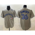 Toronto Blue Jays #36 Davis Schneider Gray Jereymy 2025 World Series Cool Base Stitched Jersey