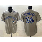 Toronto Blue Jays #36 Davis Schneider Gray Jereymy 2025 World Series Cool Base Stitched Jersey