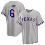 Texas Rangers #6 Josh Jung Gray Jereymy Cool Base Stitched Jersey