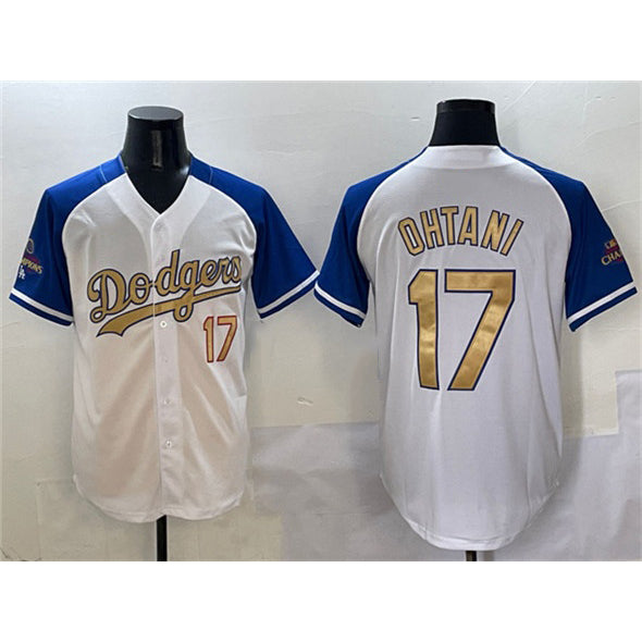 Los Angeles Dodgers #17 Shohei Ohtani White Royal Gold Jereymy 2024 World Series Champions Vapor Limited Stitched Jersey