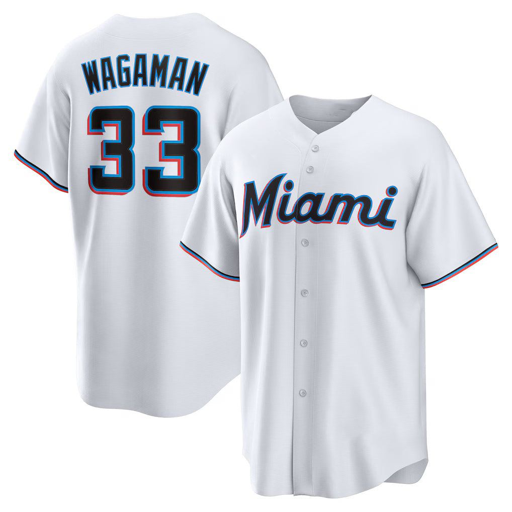 Miami Marlins #33 Eric Wagaman White Jereymy Home Replica Jersey