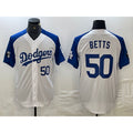 Los Angeles Dodgers #50 Mookie Betts Number White Blue Jereymy Fashion Stitched Cool Base Limited Jersey 2