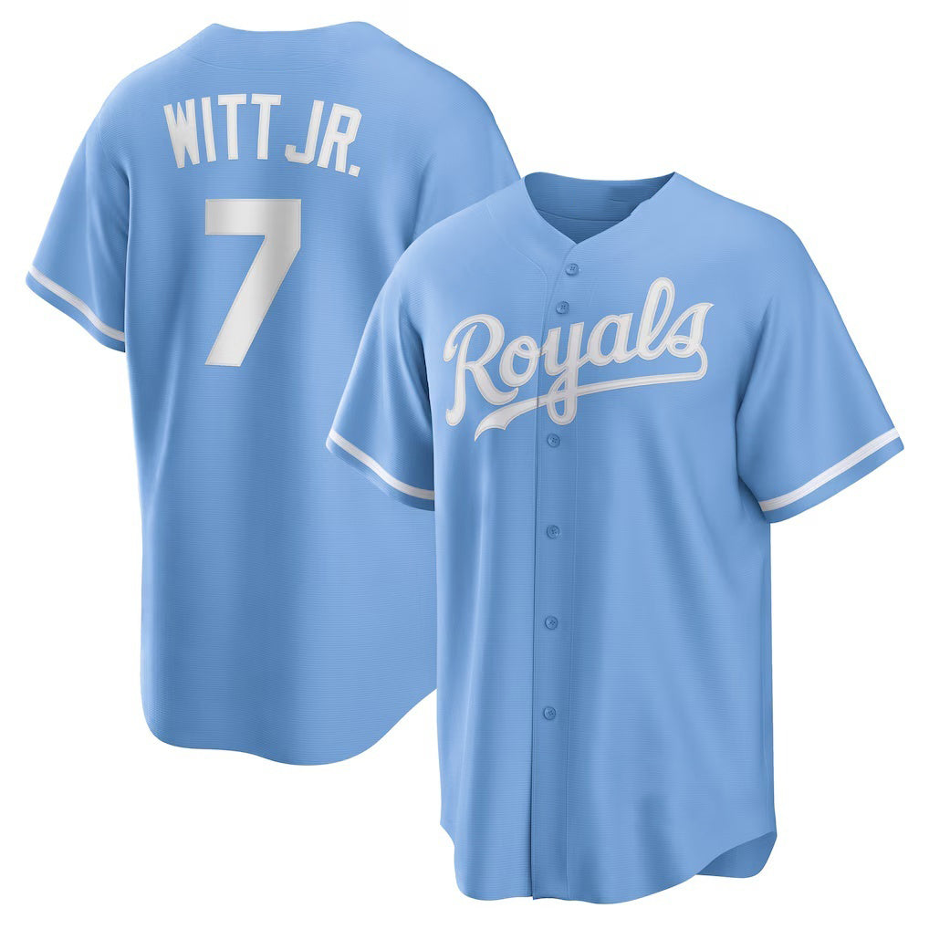 Kansas City Royals #7 Bobby Witt Jr. Light Blue Jereymy Alternate Replica Jersey