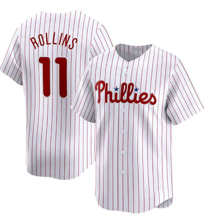 Philadelphia Phillies #11 Jimmy Rollins White Jereymy Home Limited Stitched Jersey